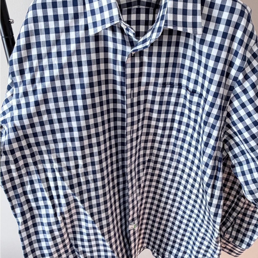 Nordstrom Navy and White Checkered Dress Shirt
